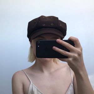 Vintage Brown Bakers Boy Cap ♡